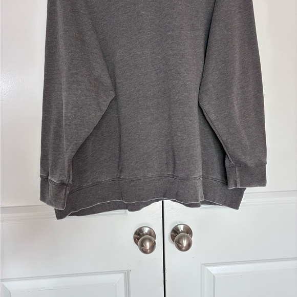 Goth Sweatshirt with V-neck cut Soft Stretchy Stonewashed Gray Jewel accent 3X - Picture 9 of 11